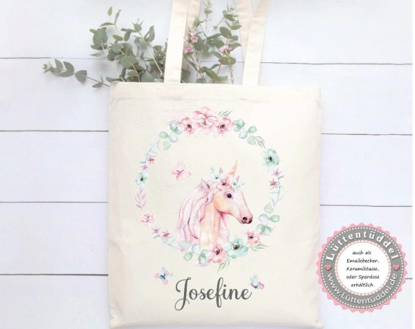 Einhorn Tasche Wechselwäsche Wechselkleidung (personalisiert) für Kindergarten  Wunschname KITA Kindergarten Einschulung Lüttentüddel®